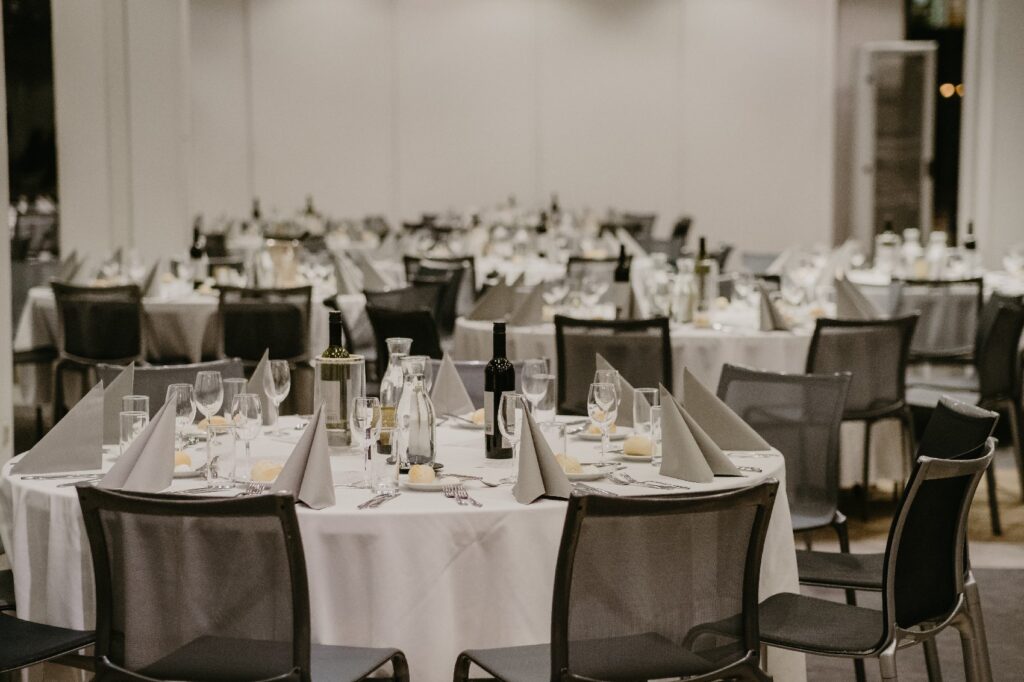 Evening gala atmosphere in a historical venue in Prague